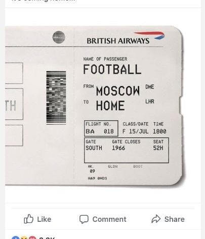 British Airways 2018 Dünya Kupası'nı İngiltere'ye getiriyor 2